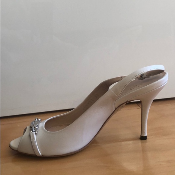 NWT Gucci White Peep Toe Sling Back Pump - Picture 4 of 8